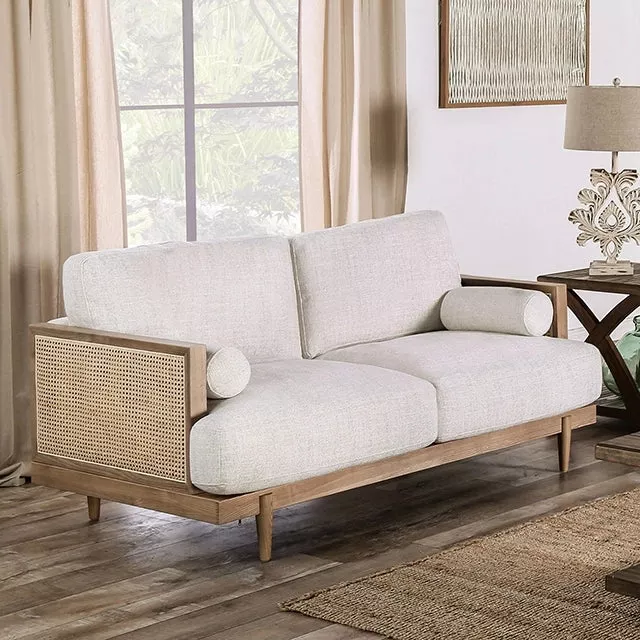 ALESUND Loveseat, Beige/Light Oak, Natural & Brown