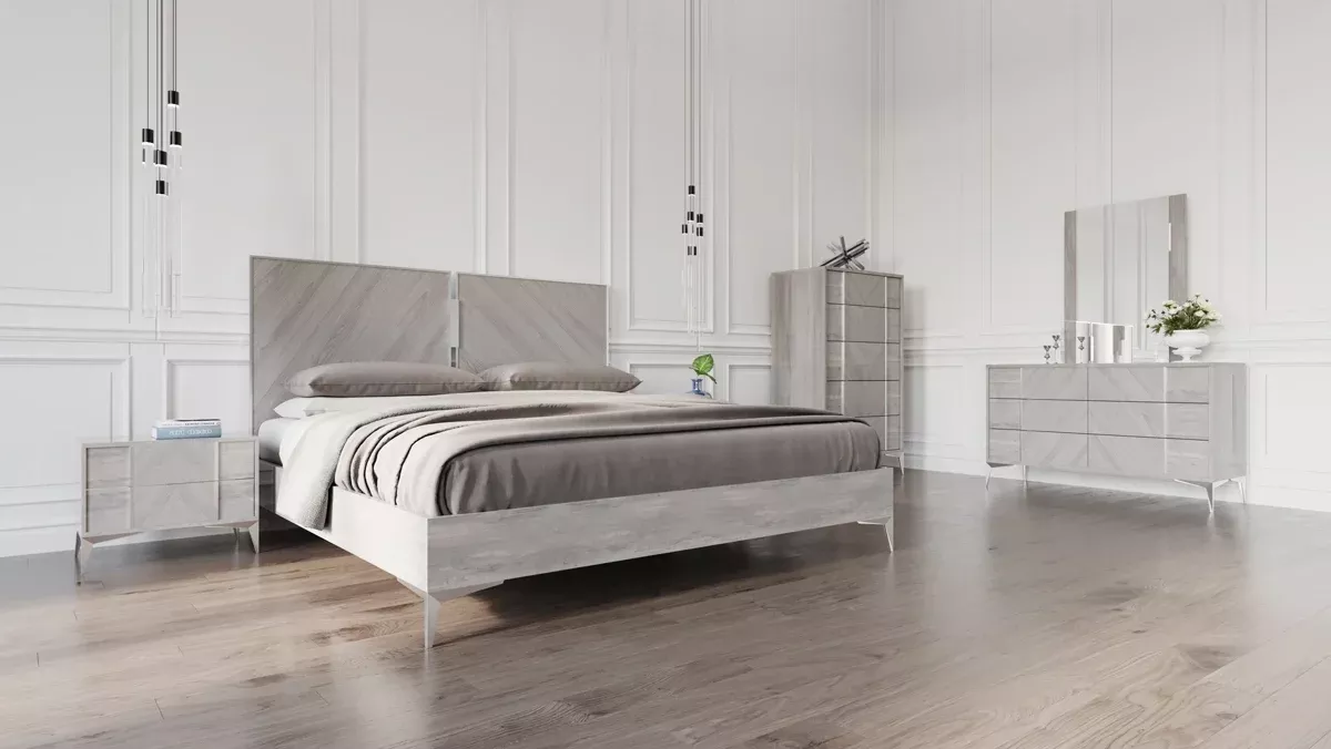 Alexa Italian Modern Grey Bedroom Set