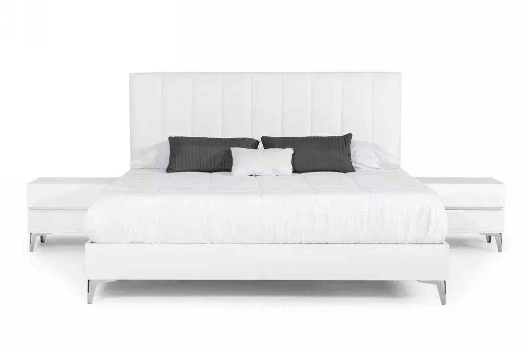 Angela - Italian Modern White Eco Leather 4-Piece Bedroom Set