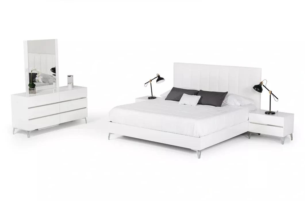Angela - Italian Modern White Eco Leather Bed