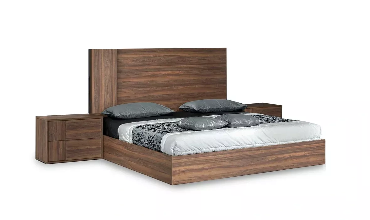 Asus - Italian Modern Walnut Bedroom Set