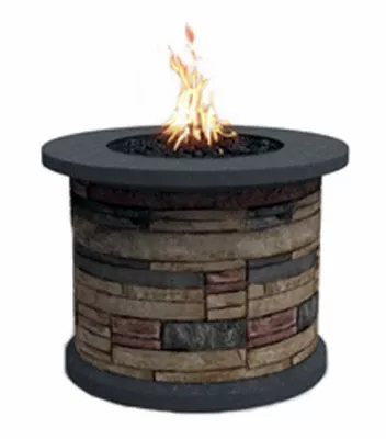 Breckenridge Gas Fire Pit Table, Faux Stone, 30-In. Round