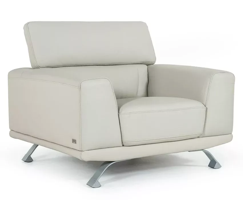 Brustle Modern Light Grey Eco-Leather Lounge Chair