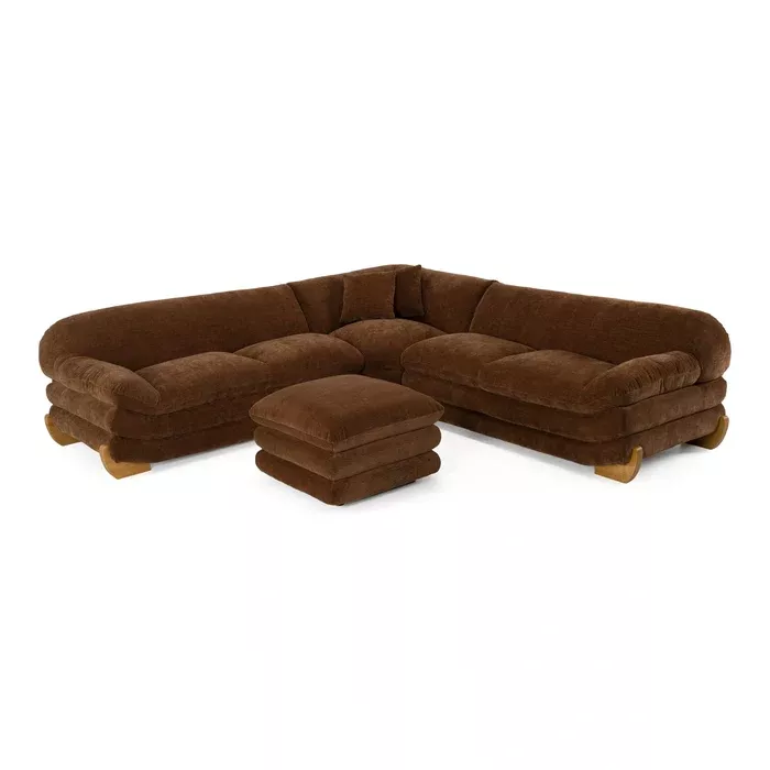 Crockett - Modern Brown Fabric Ottoman