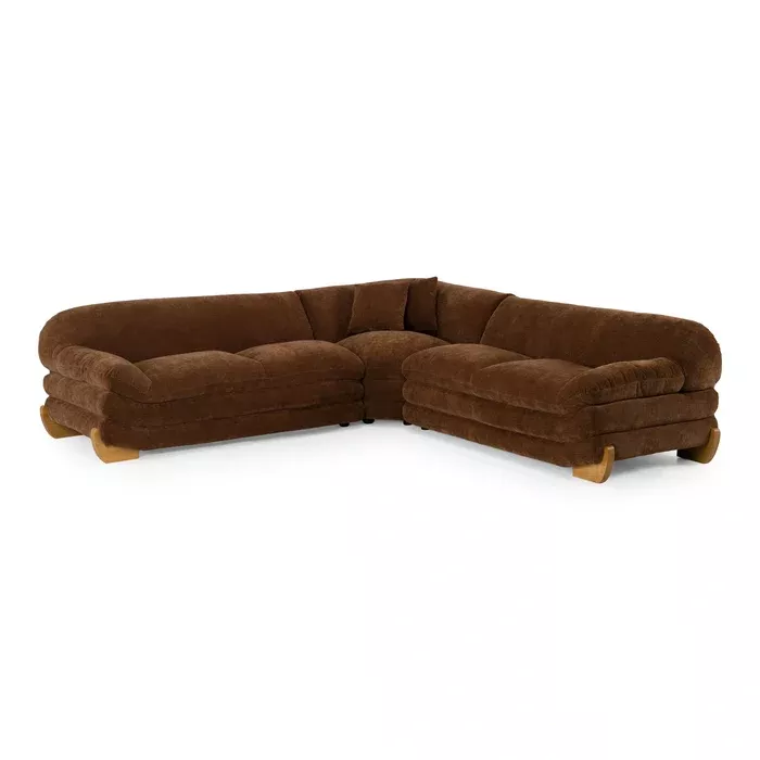 Crockett - Modern Brown Fabric Sectional Sofa