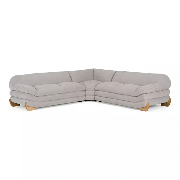 Crockett - Modern Light Grey Fabric Sectional Sofa