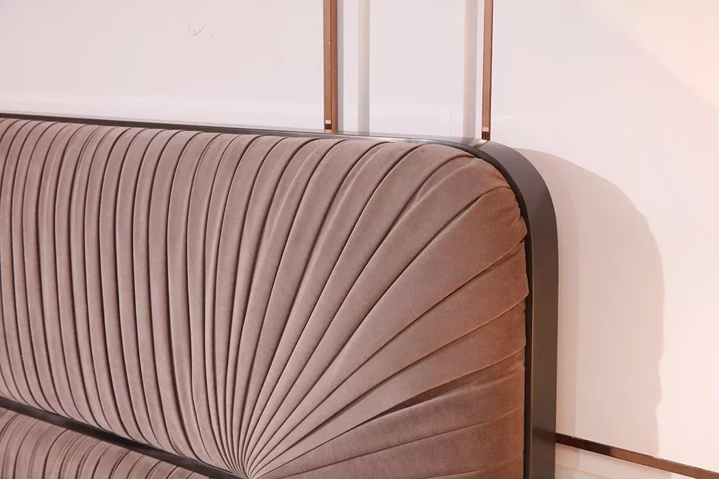 Duke Modern Grey Velvet & Black Gun Chrome Bed
