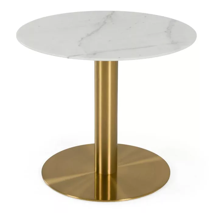 Fairway - Glam White Marble and Brushed Gold Tall End Table