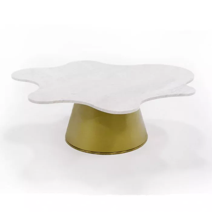 Gabbro - Glam White Marble + Gold Nesting Coffee Table Set