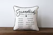 Grandkids Make Life Grand with Custom Kids Names Square Pillow | Personalized Throw Pillow | 17x17