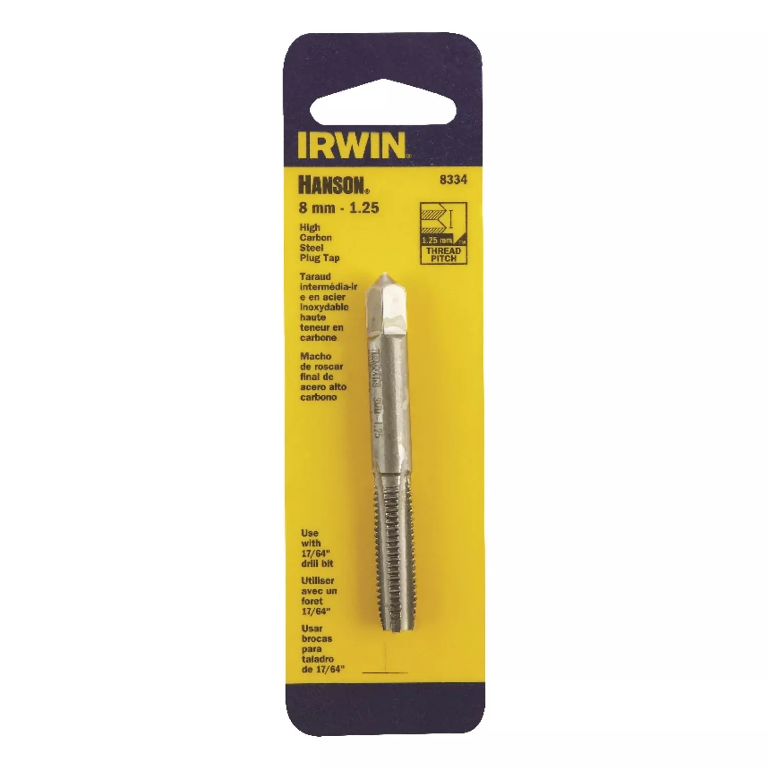 Hanson Metric Tap, Carbon Steel, 8mm X 1-1/4