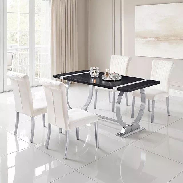 Horley 60" Dining Table, Silver Frame
