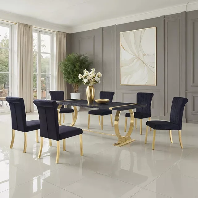 Horley 80" Dining Table, Gold Frame