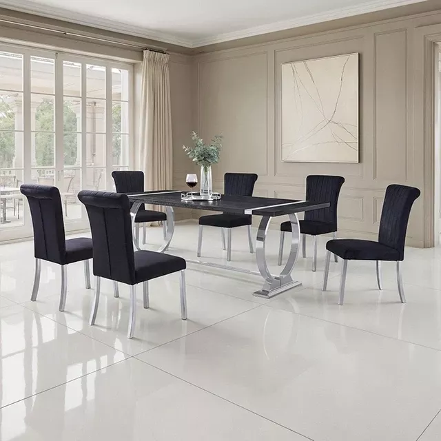 Horley 80" Dining Table, Silver Frame