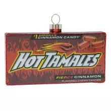 Hot Tamales Candy Box Glass Ornament 5 Inches