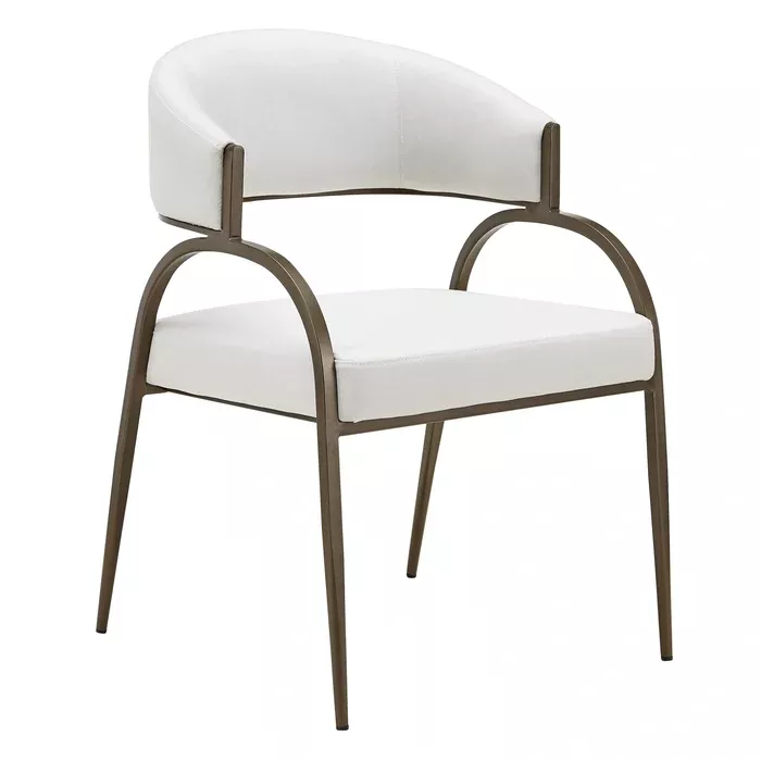 Hudson - Modern Off-White Fabric + Bronze Dining Chair