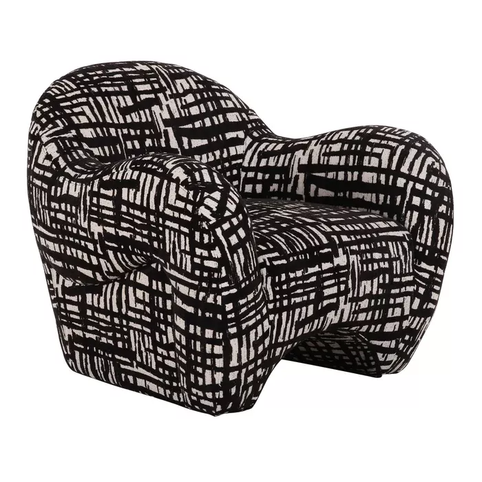 Hurd - Modern Black + Beige Pattern Fabric Accent Chair