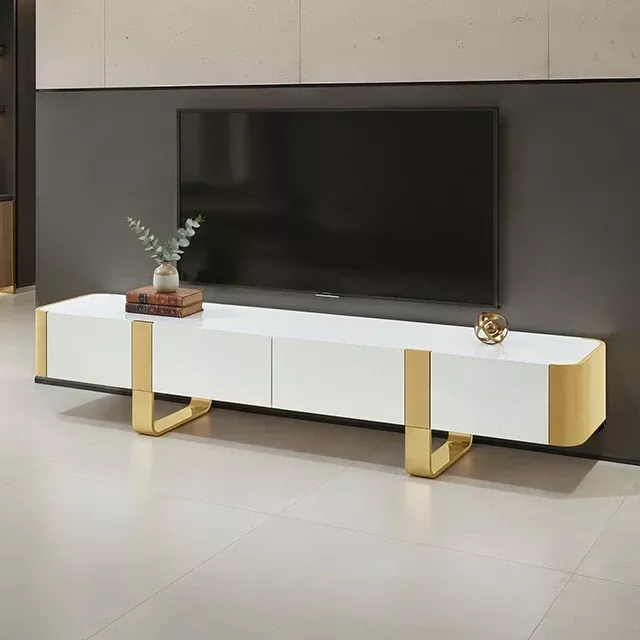 Larvik TV Stand White w/ Gold Frame
