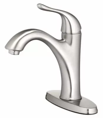 Lavatory Faucet With Plastic Pop-Up, Single Lever, Brushed Nickel