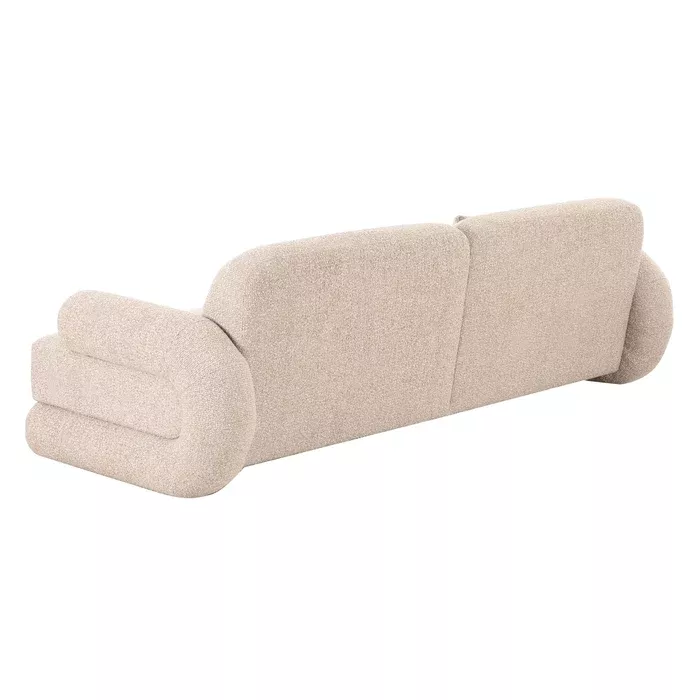 Odette - Modern Beige Fabric + White Burl Sofa
