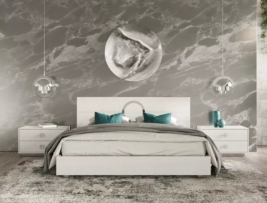 Ovidius + Victoria - Modern White Crocodile Lacquer Bedroom Set
