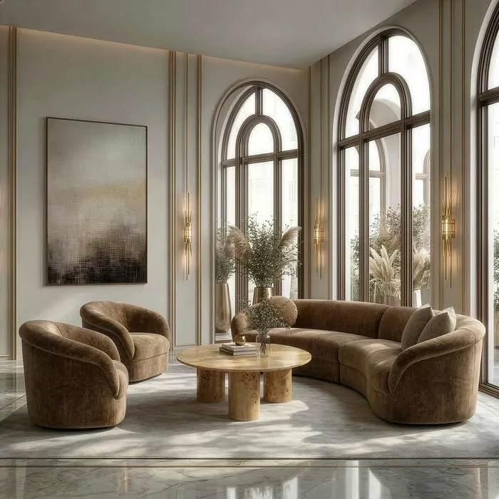 Sheth - Modern Brown Fabric Accent Chair