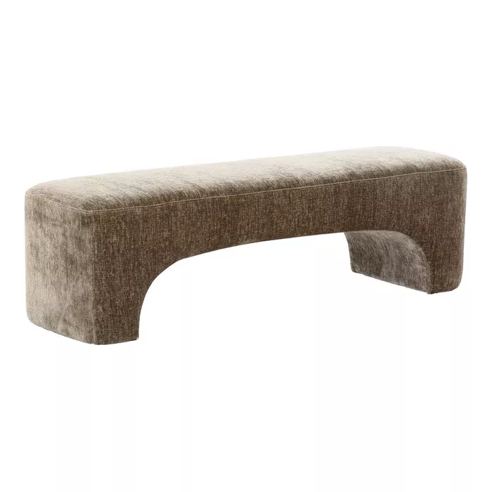 Siegal - Modern Olive Green Fabric Bench