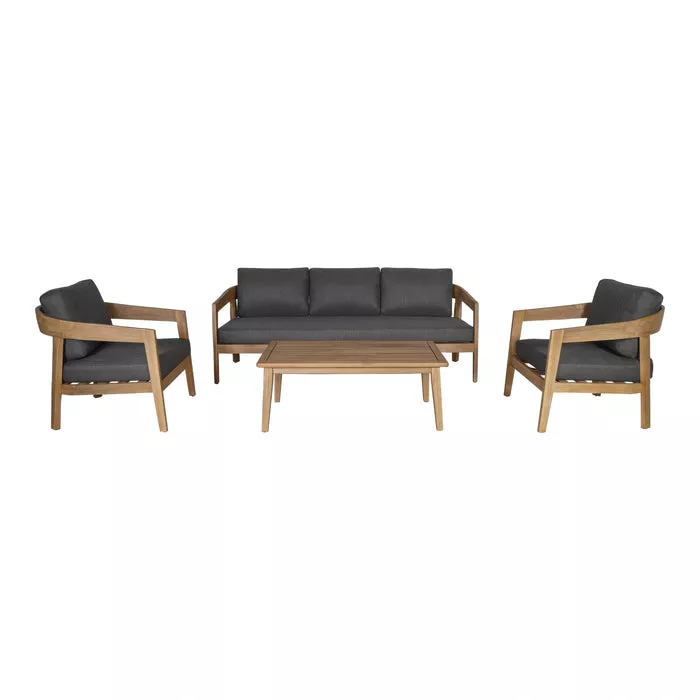 Sintra - Outdoor Grey Fabric + Eucalyptus Sofa Set