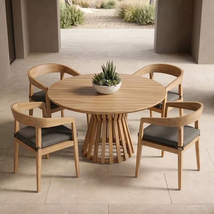 Sintra - Outdoor Grey Olefin + Eucalyptus Dining Chair