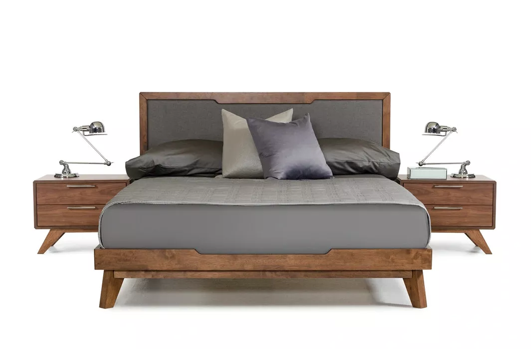 Soria Mid-Century Grey & Walnut Bedroom Set