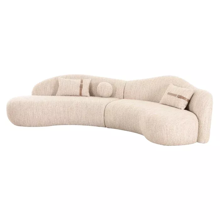 Spiro - Modern Beige Fabric Curved Sectional Sofa
