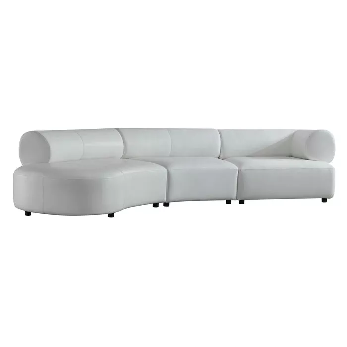 Stuart - Contemporary White Leather Left Facing Chaise Sectional Sofa