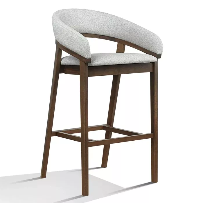Truman - Mid-Century Modern Grey + Walnut Bar Chair (Set of 2)