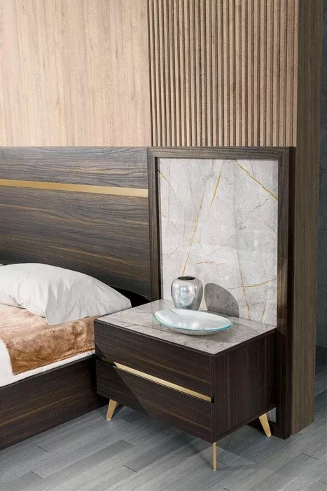 Velondra - Modern Eucalypto + Marble 4-Piece Bedroom Set