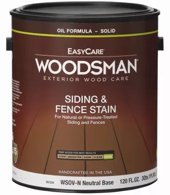 Woodsman House & Trim Stain, Oil Base, Solid-Color, Neutral Base, 1 Gallon
