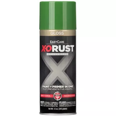 X-O Rust Anti-Rust Enamel Spray Paint & Primer, Medium Green Gloss, 12 Oz.