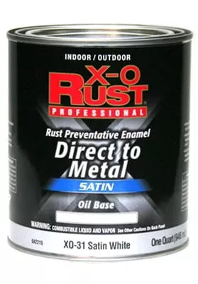 X-O Rust Premium Oil-Base Paint, Satin White, Interior/Exterior, 1 Qt.