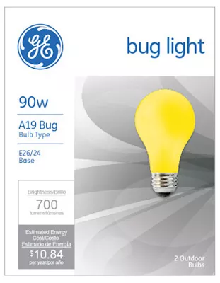 Yellow Bug Light Bulbs, 2-Pk., 90 Watt