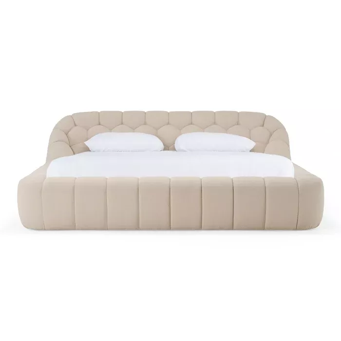 Yolonda - Modern Beige Fabric Bed