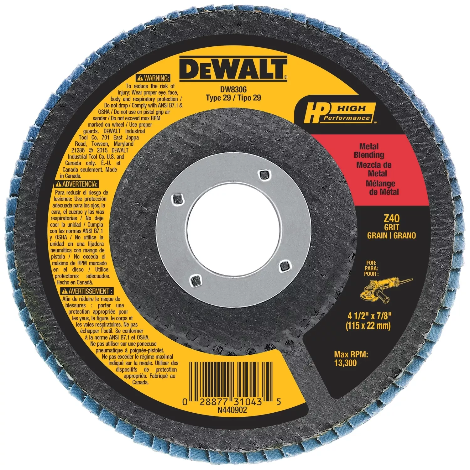 Zirconia Flap Disc, 40-Grit, 4 In.