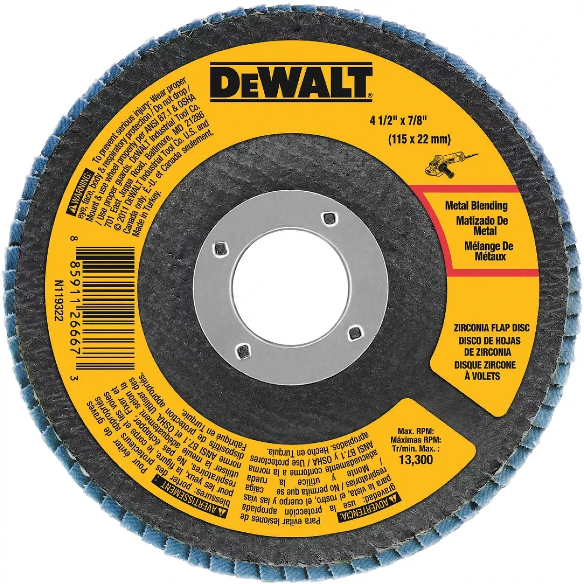 Zirconia T29 Flap Disc, 80-Grit, 4-1/2 X 7/8 In.