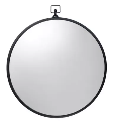 Zoe Iron Round Wall Mirror, Black